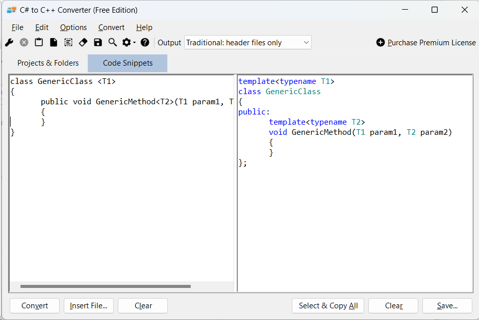Sample showing C# to C++ generics conversion using C# to C++ Converter